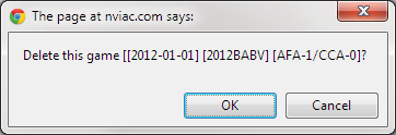 Confirm that you want to delete this game.
