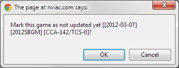 Confirm that you want to mar this game as not updated.