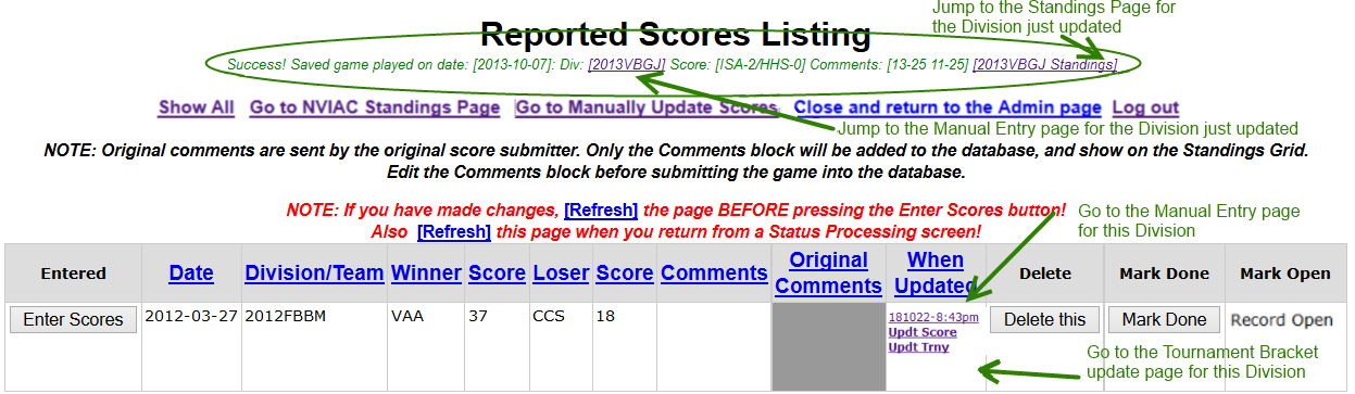 Update confirmed page